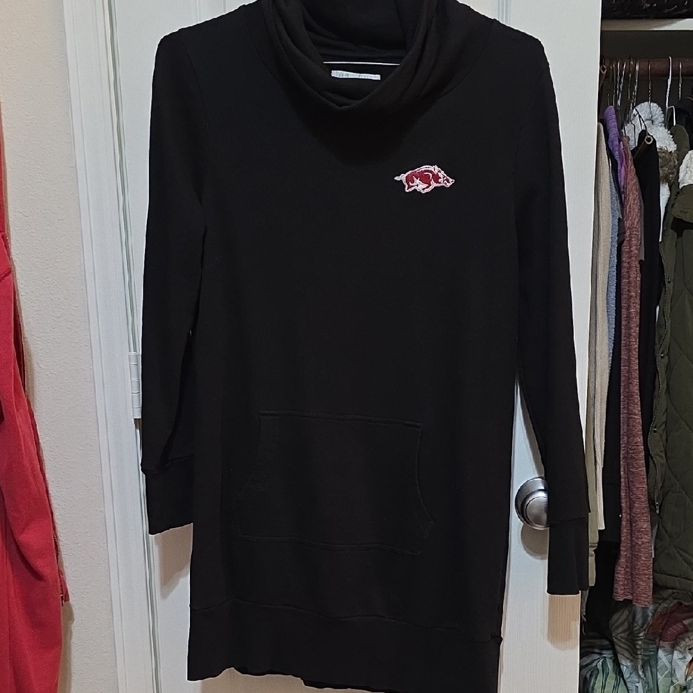 Cutter & Buck Black Cowl Neck Sweater with Razorback Logo